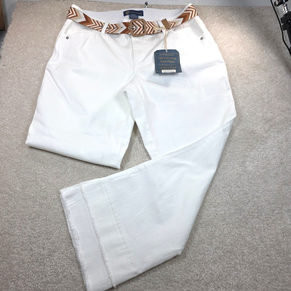 Democracy Jeans Womens 14W White Ab Solution Kick Flare Double Layer Raw Hem NWT